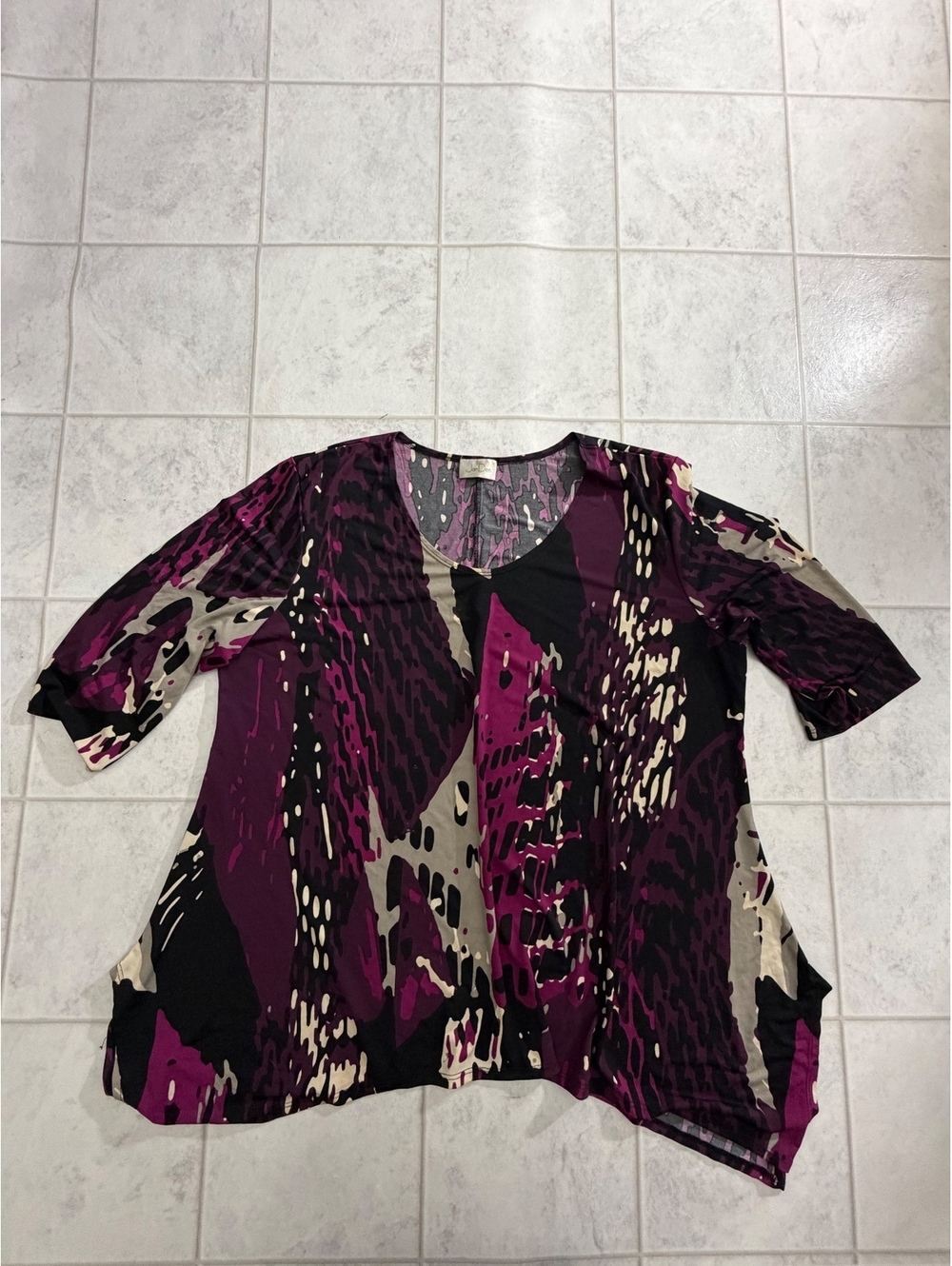 Jon Den purple abstract blouse